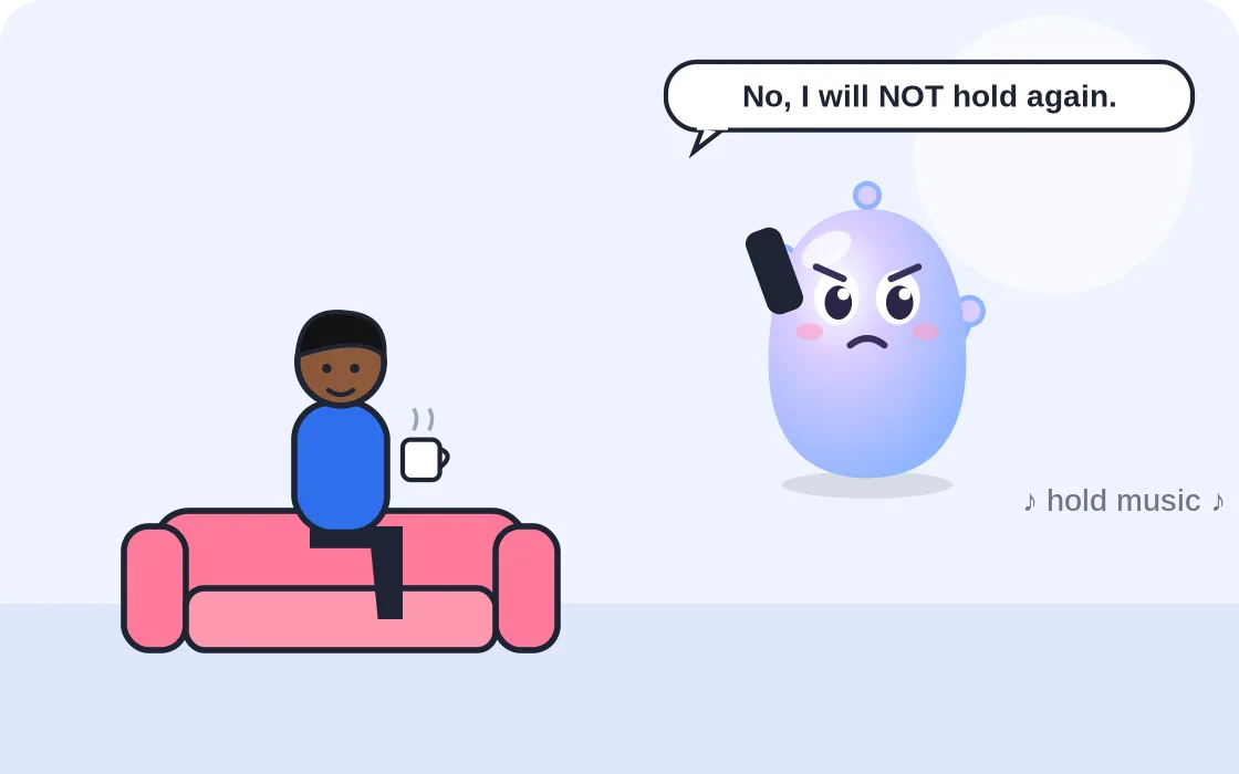 Cartoon robot helping with Bills & Phone